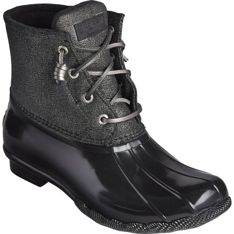 Women's Sperry Top-Sider Saltwater Sparkle Textile Duck Boot Black