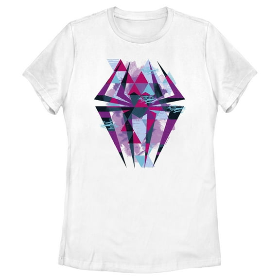 Women's Spider-Man: Across the Spider-Verse Geometric Spider Logo  Graphic Tee White 2X Large