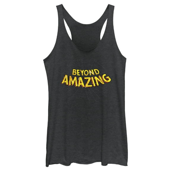 Women's Spider-Man: Beyond Amazing Classic Logo  Racerback Tank Top Black Heather Large