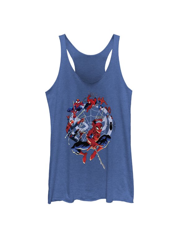 Women's Spider-Man: Beyond Amazing Evolution Racerback Tank Top Royal Blue Heather 2X Large