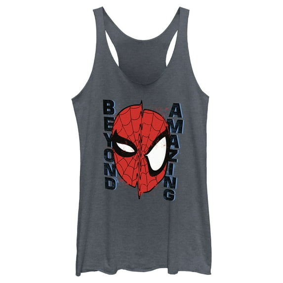Women's Spider-Man: Beyond Amazing Glitched Hero Racerback Tank Top Navy Blue Heather Medium