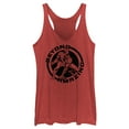 thumbnail image 1 of Women's Spider-Man: Beyond Amazing Split Distressed Circle  Racerback Tank Top Red Heather Medium, 1 of 4