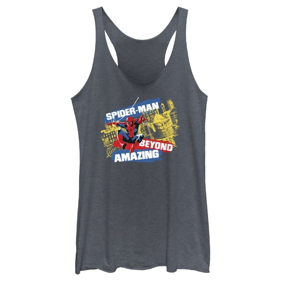 Women's Spider-Man: Beyond Amazing Web Slinging Racerback Tank Top Navy Blue Heather X Small