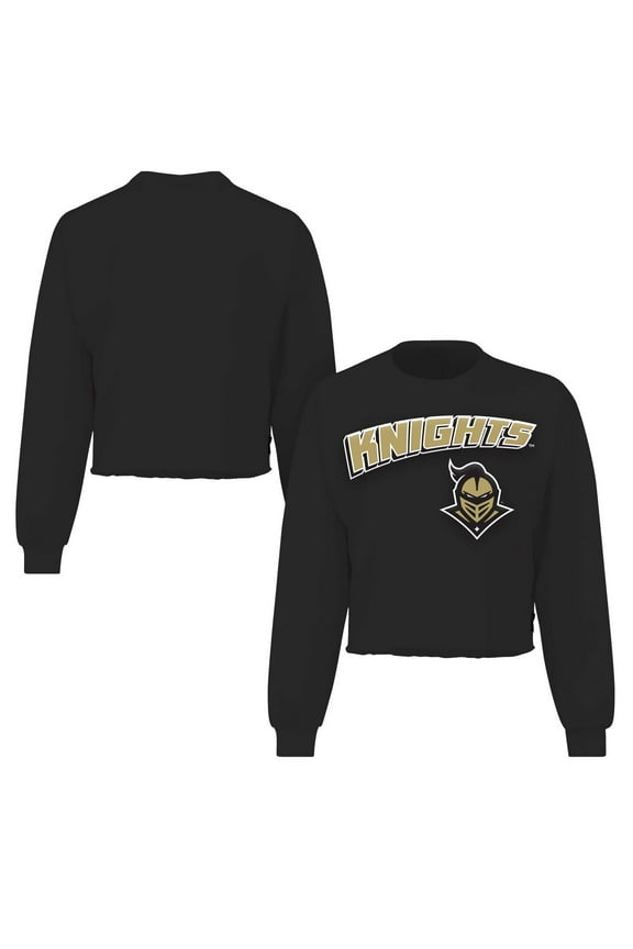 Women's Spirit Jersey Black UCF Knights Slouchy Cropped Long Sleeve T-Shirt