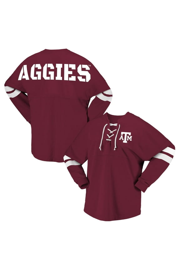 Unisex Spirit Jersey Maroon Texas A&M Aggies Lace-Up V-Neck Long Sleeve T-Shirt