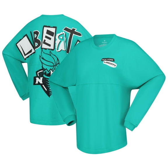 Women's Spirit Jersey Mint New York Liberty Patches Oversized Long Sleeve T-Shirt