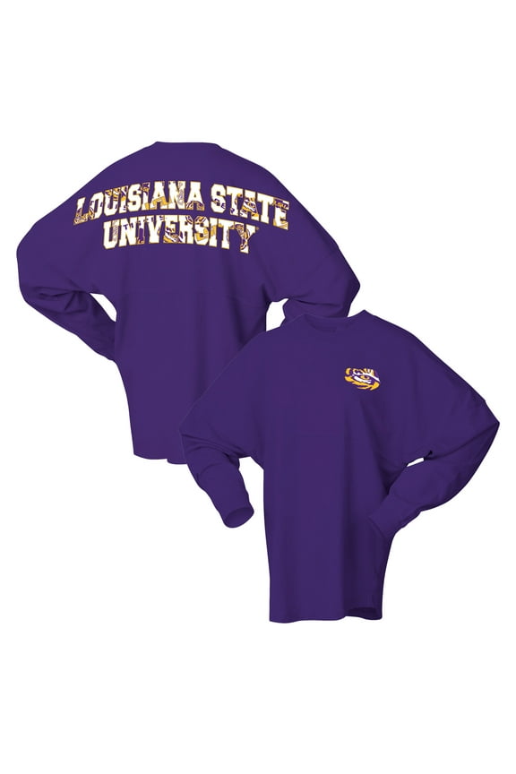 Unisex Spirit Jersey Purple LSU Tigers Oversized Preppy Long Sleeve T-Shirt