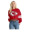 thumbnail image 1 of Women's Spirit Jersey  Red Kansas City Chiefs Oversized Cropped Stripe Long Sleeve T-Shirt, 1 of 2