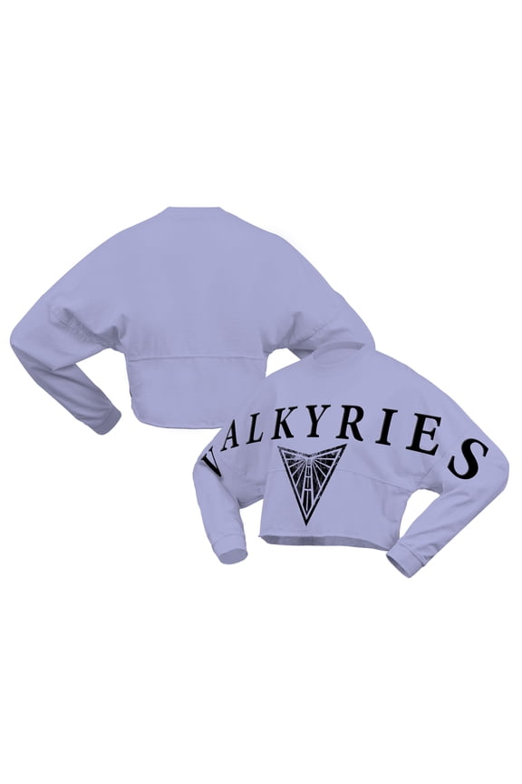 Women's Spirit Jersey Violet Golden State Valkyries Jumbo Print Oversized Cropped Long-Sleeve T-Shirt