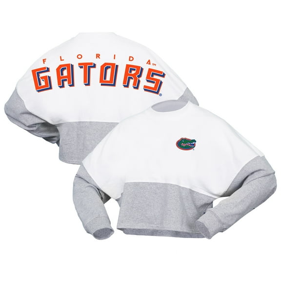 Women's Spirit Jersey White Florida Gators Heather Block Cropped Long Sleeve Jersey T-Shirt