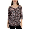 thumbnail image 1 of Women's Splashed Animal-Print Top Deep Black Combo L, 1 of 1