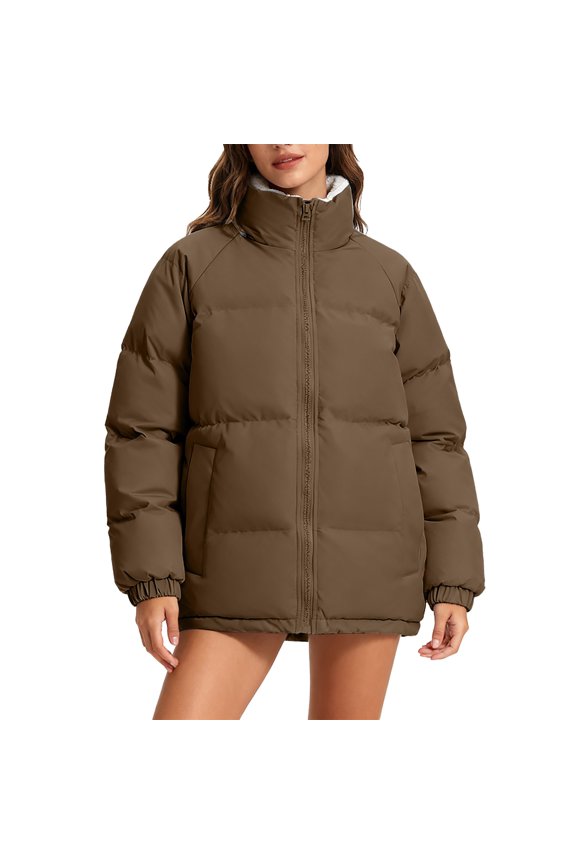 Women's Splice Color Block Puffer Jacket Oversized Lightweight Quilted Coat Warm Yet Light Winter Parka Urban Street Style Puffer