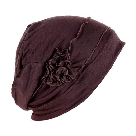 Women's Splicing Bead Hat, Soft Chemo Cap and Muslim Head Wrap, Comfortable Headwear for Cancer Patients, Daily Wear and Modesty-Brown
