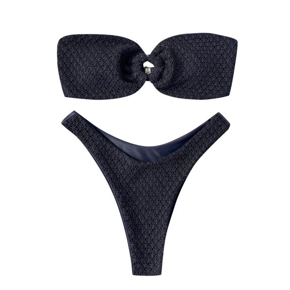 Women's Split Bikini Set - Ring Cutout Tube Top Tankinis for Beach, Pool & Sexy Occasions