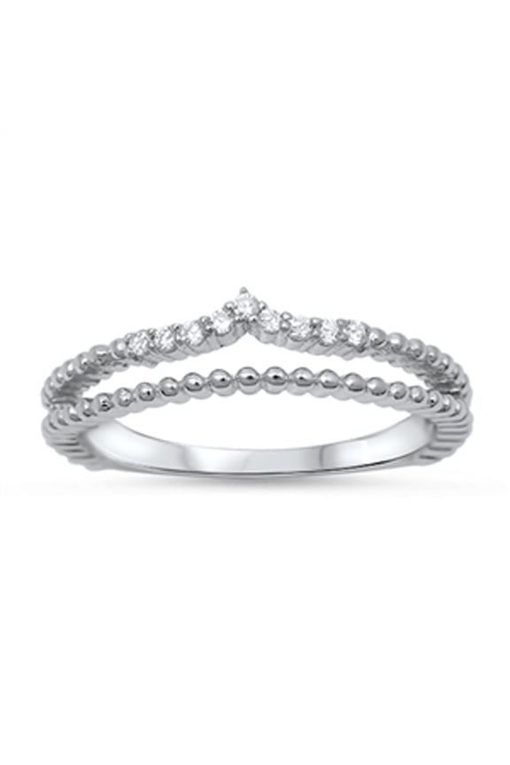 Women's Split Clear Cubic Zirconia Ring .925 Sterling Silver Band White Jewelry Female Male Size 5