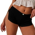 thumbnail image 1 of Women's Split Side Hot Shorts Solid Color, Sexy High Cut Denim Shorts, Stretchy Booty Shorts, Fashion Summer Hot Pants with Thigh Slit ,Black L, 1 of 5