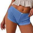 thumbnail image 1 of Women's Split Side Hot Shorts Solid Color, Sexy High Cut Denim Shorts, Stretchy Booty Shorts, Fashion Summer Hot Pants with Thigh Slit ,Blue M, 1 of 5