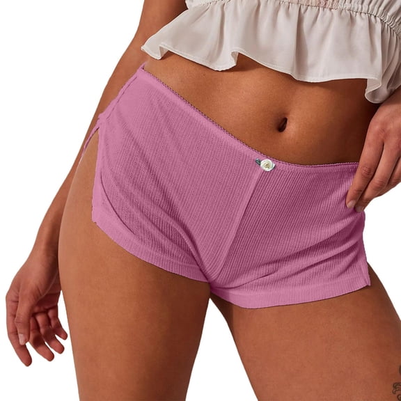 Women's Split Side Hot Shorts Solid Color, Sexy High Cut Denim Shorts, Stretchy Booty Shorts, Fashion Summer Hot Pants with Thigh Slit ,Light pink S