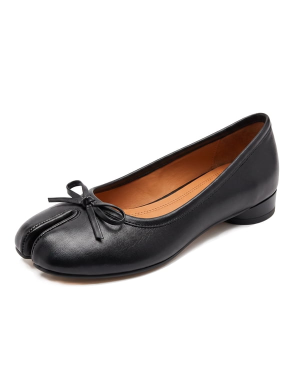 Women’s Split Toe Ballet Flats with Bow Slip On Flat Dress Shoes