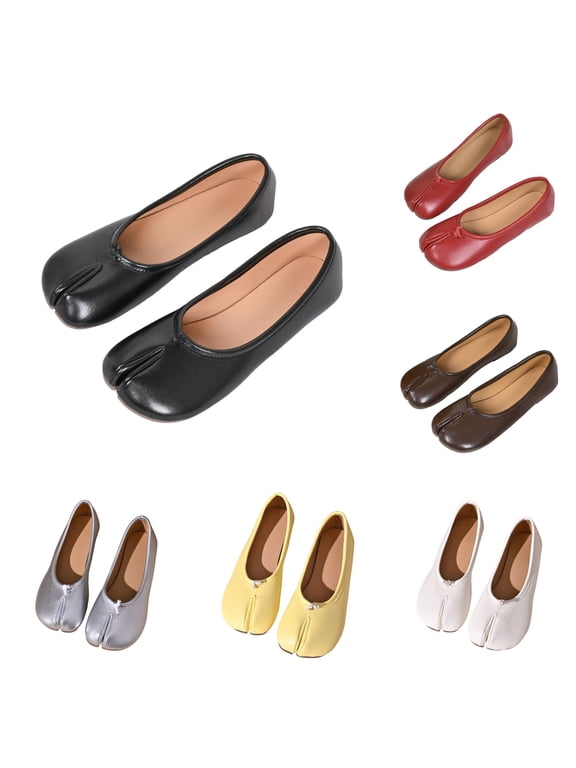 Women's Split Toe Ballet Shoes, Round Toe Wide Width Low Heel Comfortable Shoes
