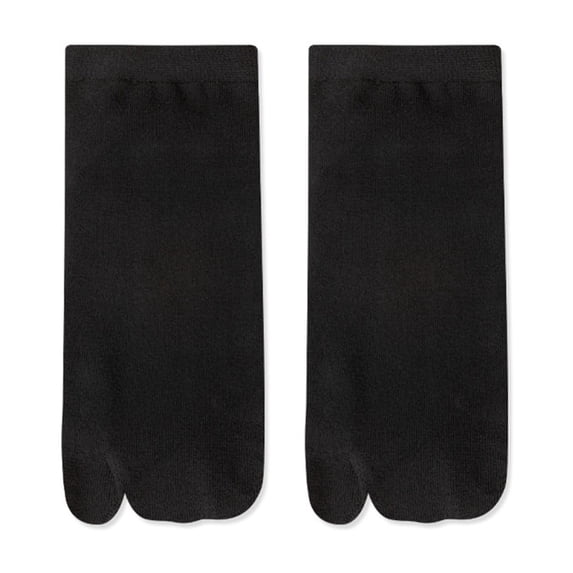 Women's Split Toe Socks, Breathable Thin Cotton Toe Separator Socks with Contoured Heel Design, Bunion Relief Hallux Valgus Correction Socks for Summer Daily Wear Black