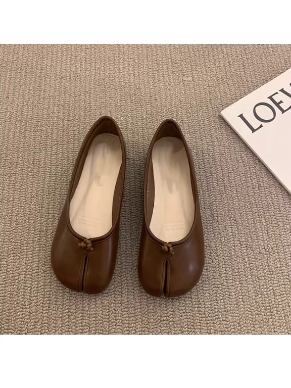 Women's Split Toe Tabi Ballet Flats, Slip‑on Casual Flat Shoes with Flexible Sole and Cushioned Footbed for Daily Wear