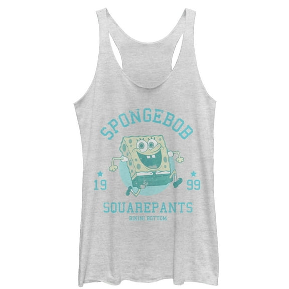 Women's SpongeBob SquarePants 1999 Print  Racerback Tank Top White Heather Small