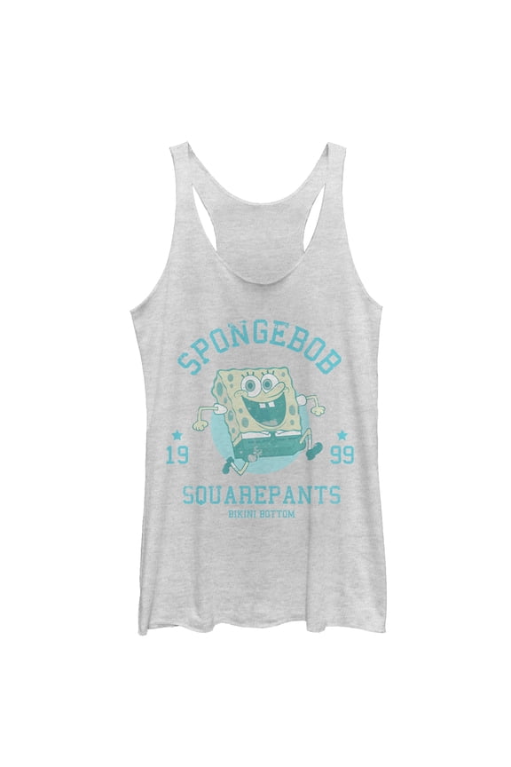 Women's SpongeBob SquarePants 1999 Print  Racerback Tank Top White Heather Small