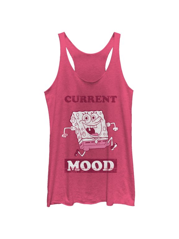 Women's SpongeBob SquarePants Current Mood Racerback Tank Top Pink Heather Large
