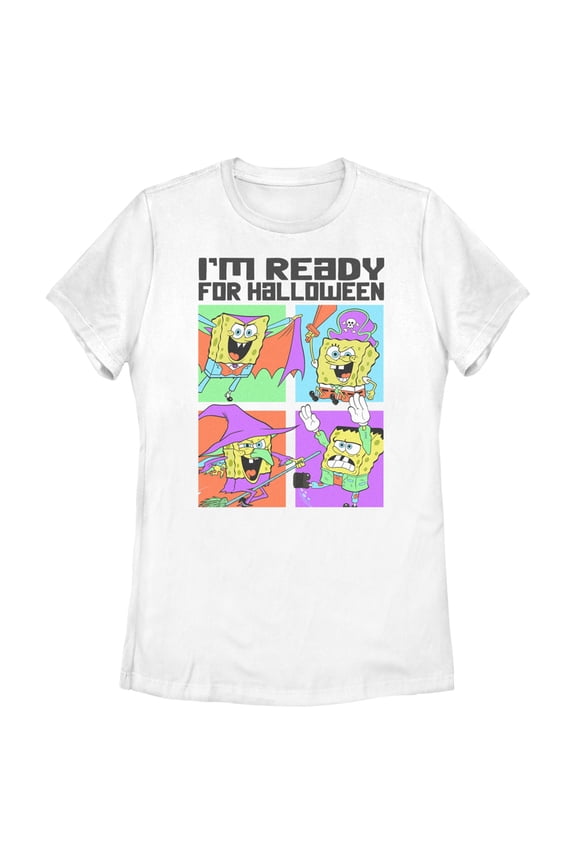 Women's SpongeBob SquarePants I'm Ready for Halloween Graphic Tee White 2X Large