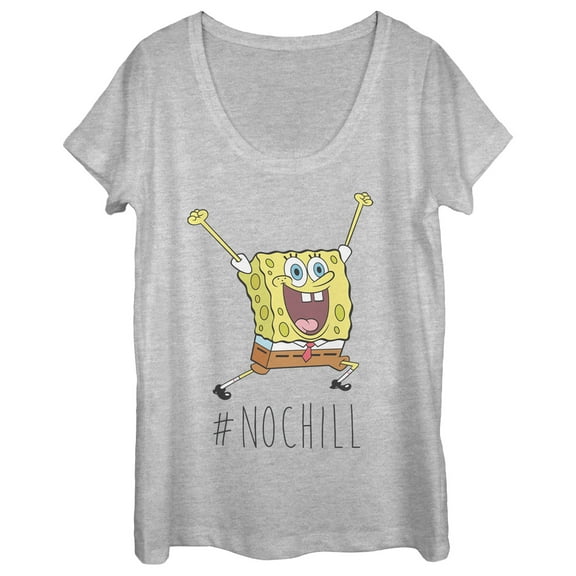 Women's SpongeBob SquarePants #NoChill  Scoop Neck Athletic Heather X Large
