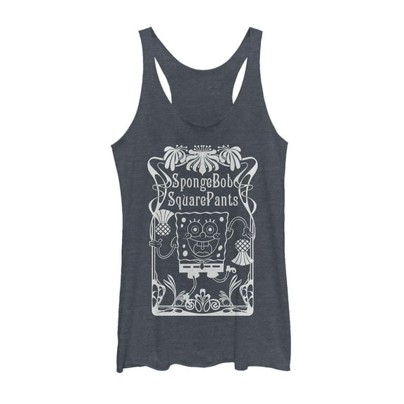 Women's SpongeBob SquarePants Nouveau Dance Racerback Tank Top Navy Blue Heather Large