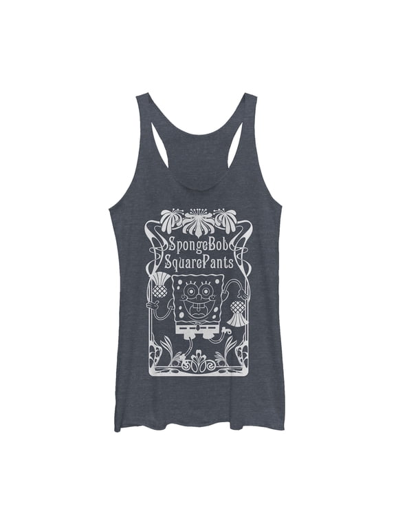 Women's SpongeBob SquarePants Nouveau Dance Racerback Tank Top Navy Blue Heather Large
