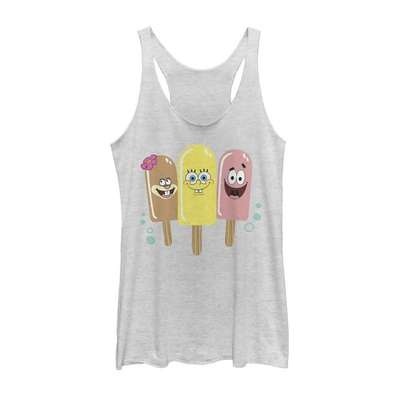 Women's SpongeBob SquarePants Popsicles  Racerback Tank Top White Heather X Small