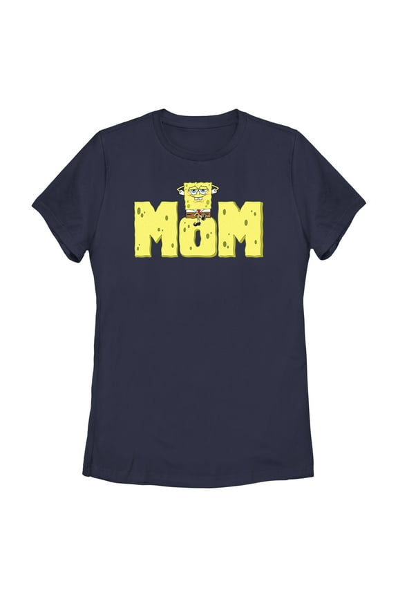 Women's SpongeBob SquarePants Sponge Mom Graphic Tee Navy Blue Large