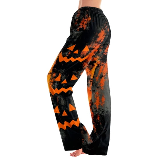 Women’s Spooky Cute Halloween Pajama Bottoms, Soft Breath Polyester Loose Fit No Drawstring Loungewear, Halloween Pajamas Pants Women, Ideal Seasonal Present & Family Gathering