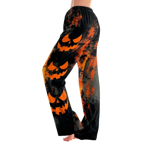 Women’s Spooky Cute Halloween Pajama Bottoms, Soft Breath Polyester Loose Fit No Drawstring Loungewear, Halloween Pajamas Pants Women, Ideal Seasonal Present & Family Gathering