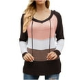thumbnail image 1 of Women's Sport Lightweight Knit Hoodies Casual Drawstring Color Block Sweaters Loose Tunics Pullover Tops Sweatshirts, 1 of 3
