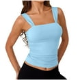 thumbnail image 1 of Women's Sport Tank Tops Fashion Solid Color Sleeveless Stretchy Comfy Yoga Workout Fitness Base Shirts Vest Light Blue Large, 1 of 6