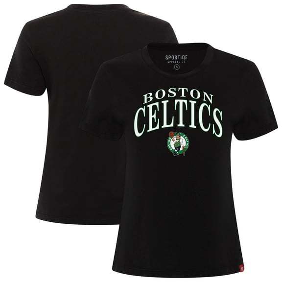 Women's Sportiqe Black Boston Celtics Arcadia Boxy T-Shirt