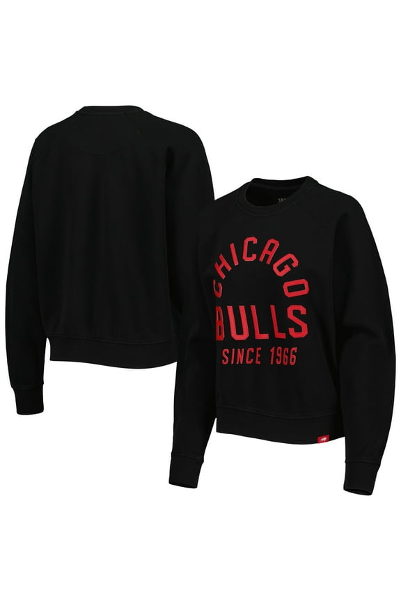Women's Sportiqe Black Chicago Bulls Ashlyn Brava Raglan Pullover Sweatshirt