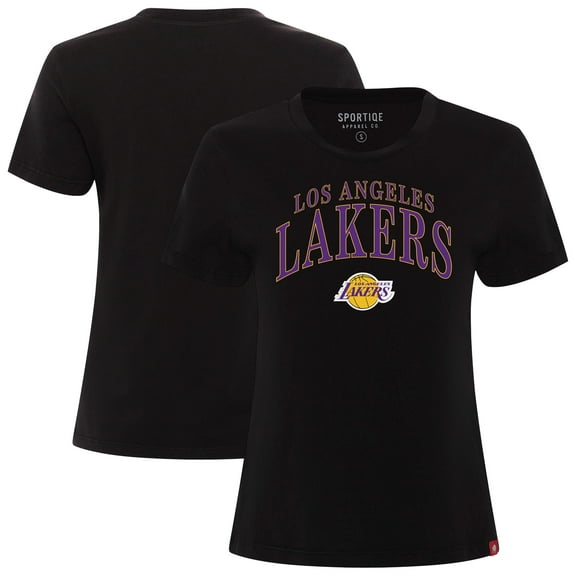 Women's Sportiqe  Black Los Angeles Lakers  Arcadia Boxy T-Shirt