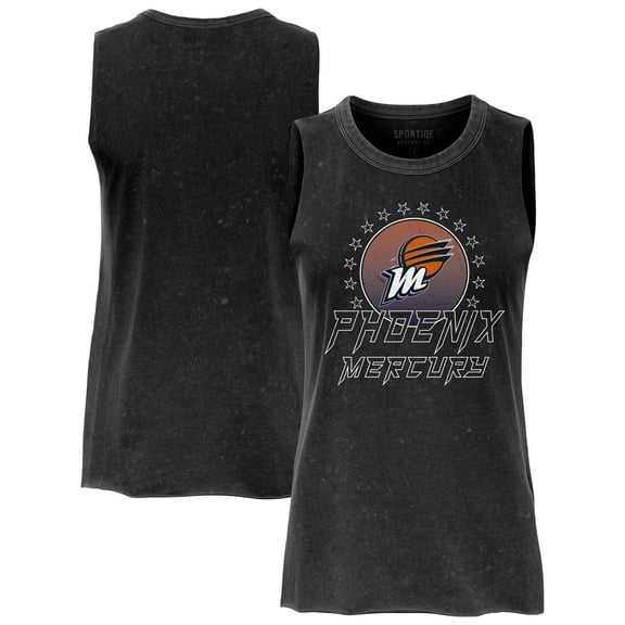 Women's-Sportiqe  Black Phoenix Mercury Rock & Roll Collection Turner Mineral Wash Tank Top