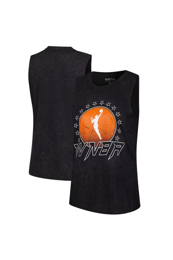Women's Sportiqe Black WNBA Rock & Roll Collection Turner Mineral Wash Tank