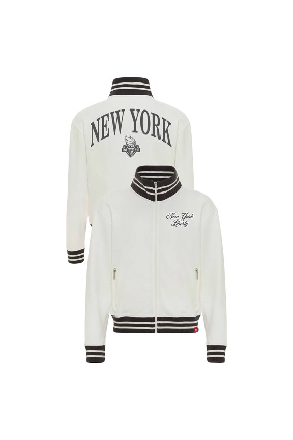 Women's Sportiqe Cream New York Liberty Athletic Club Collection Sutton French Terry Full-Zip Jacket