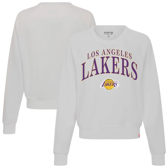 Women's Sportiqe Gray Los Angeles Lakers Genuine Issue Collection Ashlyn Cropped Sweatshirt