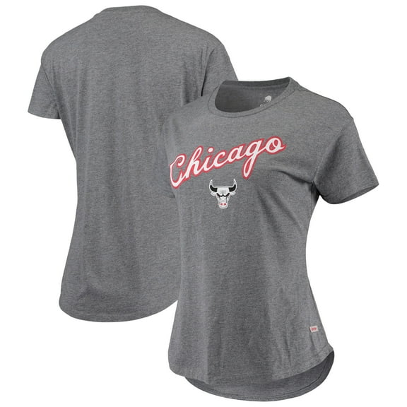 Women's Sportiqe Heathered Gray Chicago Bulls City Edition Phoebe Tri-Blend T-Shirt