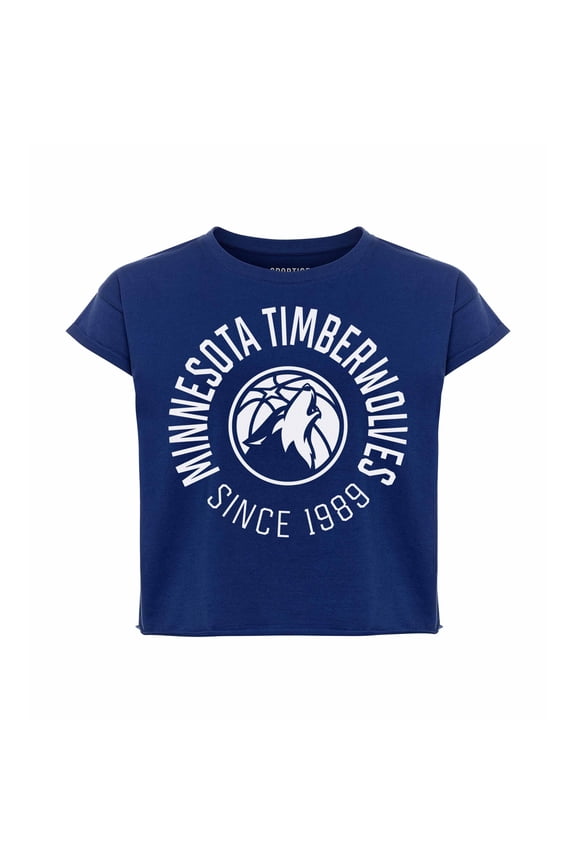 Women's Sportiqe Navy Minnesota Timberwolves Cropped Genuine Issue Collection Alana T-Shirt
