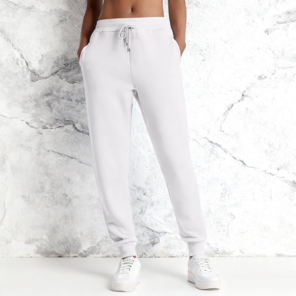 Women's Sports And Casual Pants, Five Pointed Star Elastic Tight Fit, High Waisted And Slightly Flared Pants,White,XL