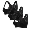 thumbnail image 1 of Women's Sports Bra 3PC Front Closure Compression Bras For High Sports Everyday Sports Bras for Women Black XL, 1 of 8